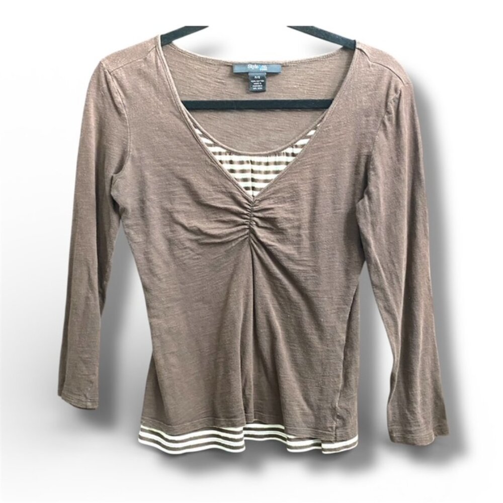 Soft Grunge Ruched Long Sleeve Top ✦ Layered Look Y2K Indie SP